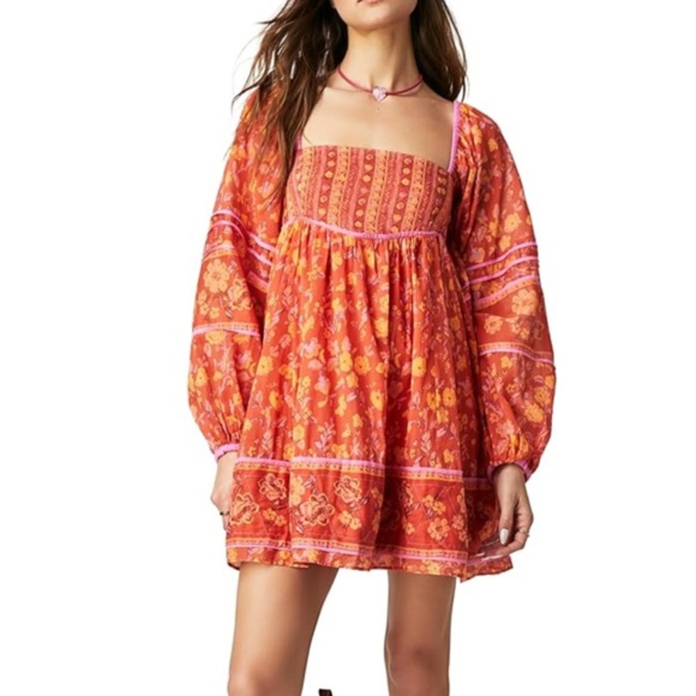 Endless summer mini dress XS neon pink‎ and orange free people